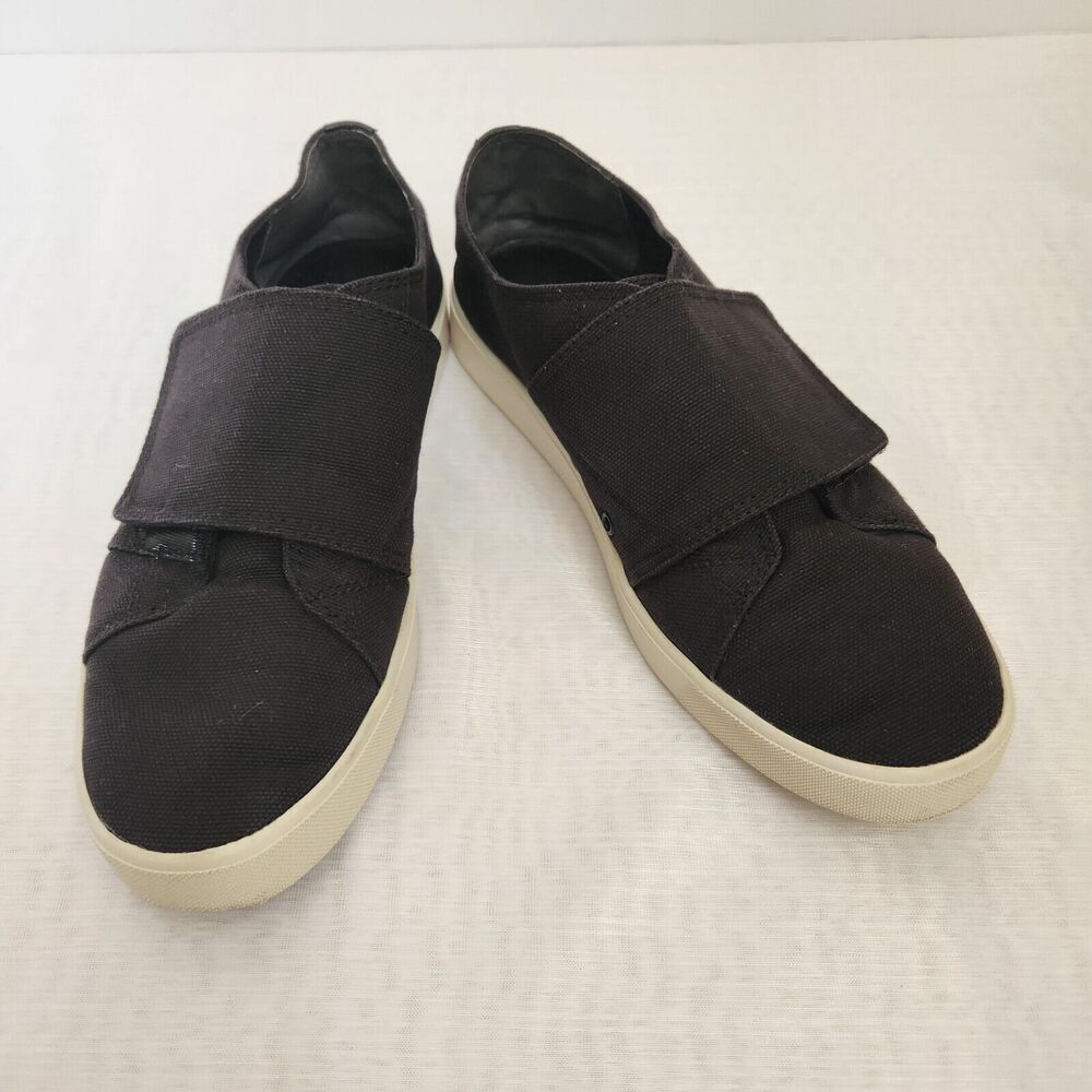 Vince Black Canvas Plateau Sneaker Athletic Shoes Women's Size 8.5 Hook & Loop